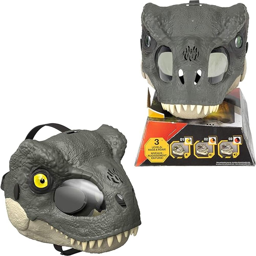 Mattel Jurassic World Rebirth T-Rex Rage N Roar Mask with LED Light Up Eyes NWT